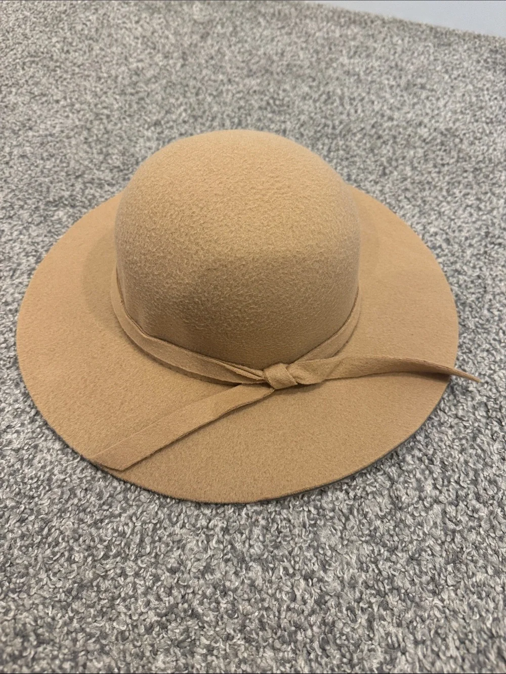 Girls Vintage Wide Brim Floppy Hat Wool Felt with Bow